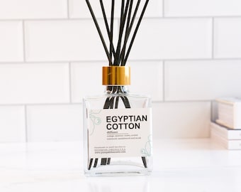 Egyptian Cotton Scented Room Diffuser Oil Square Vase Black Dyed Reed Set - FREE SHIPPING