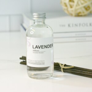 Lavender Reed Diffuser Oil Fragrance Home Decor Dorm with Black Dyed Reeds 4 oz. Oil + Reeds