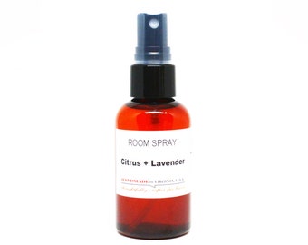 Citrus Lavender Room Spray Natural Aroma in Amber 2 Oz. Bottle Travel Size - -Free Domestic Shipping