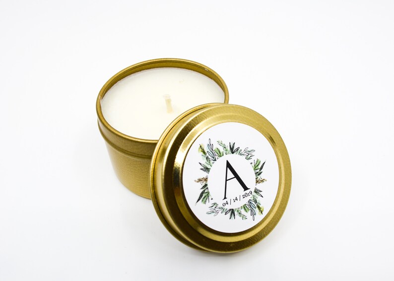 Personalized Bridesmaid Favors Gold Travel Tin Soy Candles 10 Etsy