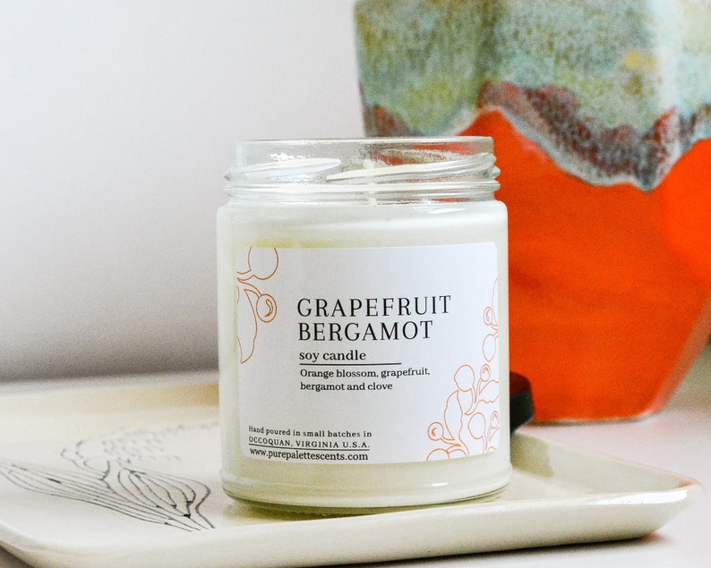 Grapefruit Bergamot Soy Candle with Essential Oil Natural Etsy