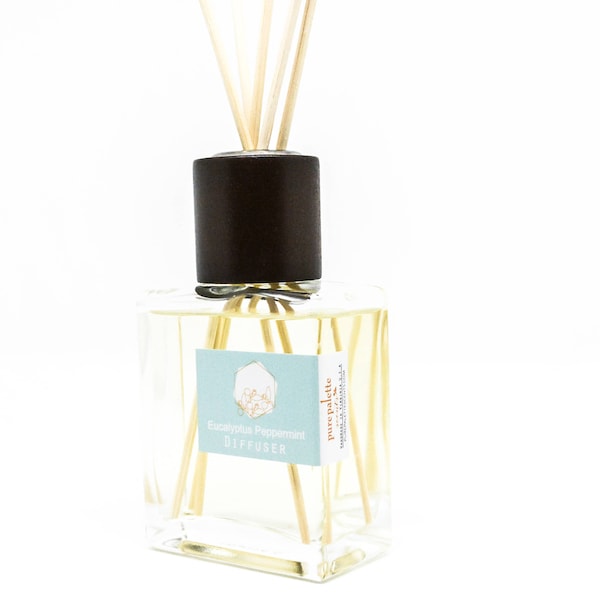 Eucalyptus Peppermint Reed Diffuser Oil - Fragrance - Home Decor / Dorm Decor with Natural Undyed Reeds