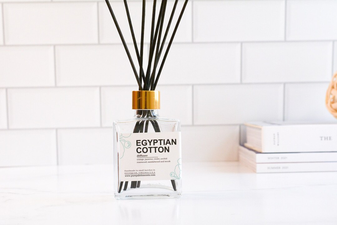Egyptian Cotton Scented Room Diffuser Oil Square Vase Black Dyed Reed