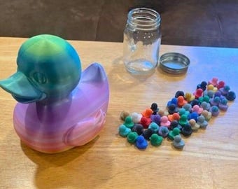 Familia de patos coloridos: Mamá pato arcoíris + 50 patitos pequeños