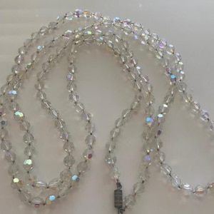 Vintage Aurora Borealis Crystal 52&quot; Necklace