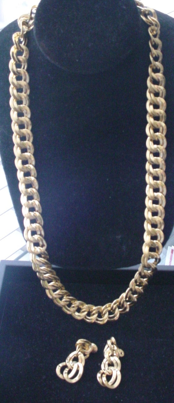 Vintage Monet Double Link Chain 24" Necklace and E