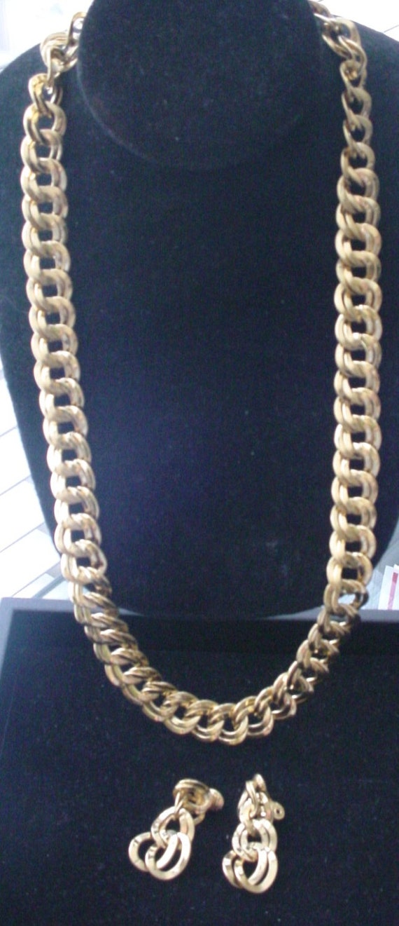 Vintage Monet Double Link Chain 24" Necklace and … - image 1