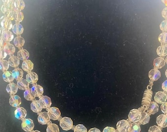 Vintage Aurora Borealis Crystal 52" Necklace