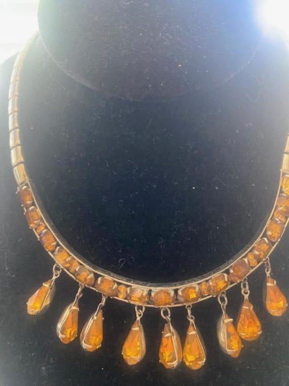 Vintage Coro Root beer Rhinestone Necklace