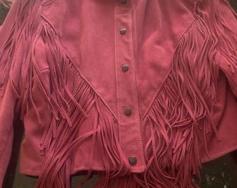 Vintage Lariat Suede Fringe Jacket Raspberry Coat