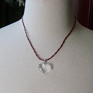 Clear Quartz Gemstone Heart Choker on Red Leather, Red #2