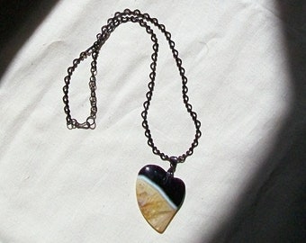 Black Agate Heart Choker with Yellow Bee Accent