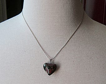 Picasso Jasper Matrix Heart Choker on Sterling Silver Chain