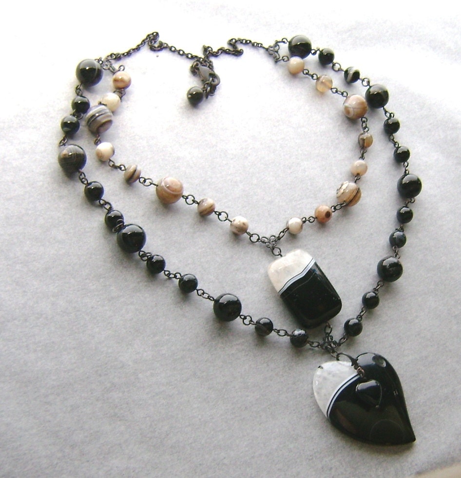 Brazilian Black Banded Agate With Druzy Heart - Etsy