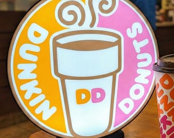 Dunkin Donuts LED Sign | Coffee Bar Decor | Illuminated Dunkin