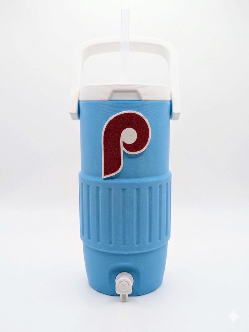 Philadelphia Baseball Mini Water Cooler Can Cooler | Igloo Style Cozie for 12oz Standard & Slim Cans | Tailgate Drink Holder Fan Gift image 6