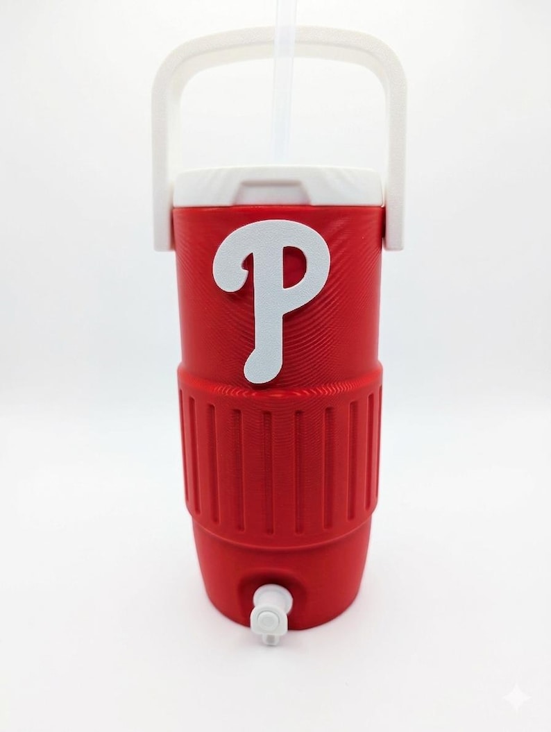 Philadelphia Baseball Mini Water Cooler Can Cooler | Igloo Style Cozie for 12oz Standard & Slim Cans | Tailgate Drink Holder Fan Gift image 8