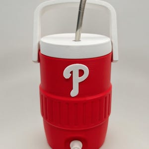 Philadelphia Baseball Mini Water Cooler Can Cooler | Igloo Style Cozie for 12oz Standard & Slim Cans | Tailgate Drink Holder Fan Gift image 13