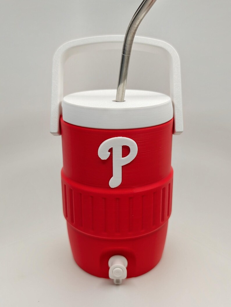 Philadelphia Baseball Mini Water Cooler Can Cooler | Igloo Style Cozie for 12oz Standard & Slim Cans | Tailgate Drink Holder Fan Gift image 13
