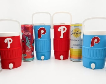 Philadelphia Baseball Mini Water Cooler Can Cooler | Igloo Style Koozie for 12oz Standard & Slim Cans | Tailgate Drink Holder Fan Gift