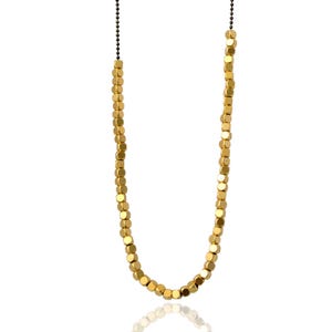 Gold Cube Beaded Necklace: 24k Gold Plated, Minimalist Jewelry