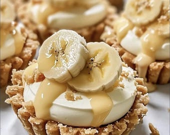 Kein Backen Mini Bananensahnetorten Rezept, einfach hausgemacht (druckbare PDF)