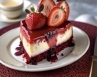 Red Velvet Strawberry Cheesecake Recipe, Easy Dessert (Printable PDF)