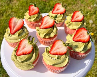 Strawberry Matcha Cupcakes Recipe, Easy Printable PDF (Homemade)