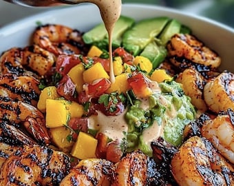 Best Recipe For Shrimp and Avocado Bowls with Mango Salsa & Lime-Chili Sauce, Easy Recipe, Printable Recipe PDF, Homemade Download
