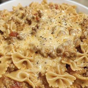 Best Recipe For Creamy Velveeta Beef Pasta with Bowtie, Easy Recipe, Printable Recipe PDF, Homemade Recipe Download, Dinner Recipe