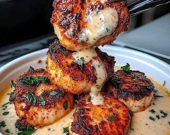 Best Recipe For Seared Scallops with Spicy Cajun, Easy Recipe, Printable Recipe PDF, Homemade Recipe Download