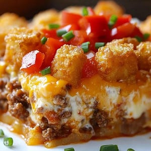 Bestes Rezept für einen käsigen Tater-Tot-Auflauf, einfaches Rezept, druckbares Rezept PDF, hausgemachter Download