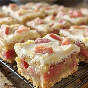 Bestes Rezept für Rhabarber Custard Bars, einfaches Rezept, druckbares Rezept PDF, hausgemachter Download