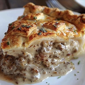 Best Recipe For Sausage Gravy and Biscuit Pie, Easy Recipe, Printable Recipe PDF, Homemade Recipe Download