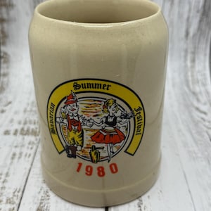 Vintage 1980 Bavarian Summer Festival Beer Stein | West Germany Ceramic Beer Mug | Oktoberfest Collector&#39;s Stein | German Beer Tankard