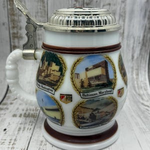 Vintage G. Heileman Brewing Co. Beer Stein | BMF West Germany | Lidded Glass Mug | Brewery Locations | Collectible Barware
