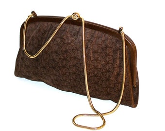 Vintage BOTTEGA VENETA Butterfly Convertible Clutch Brown Suede Bag -AUTHENTIC-