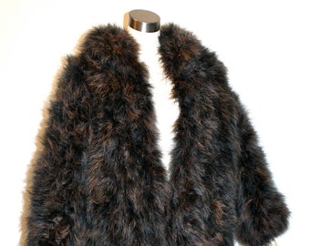 Vintage SAINT LAURENT Rive Gauche Brown Ombre Ostrich Feather Coat