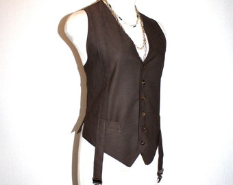 JEAN PAUL GAULTIER Vintage Garter Vest Pin Stripe Waistcoat Homme
