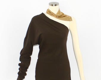 Jean Paul GAULTIER Femme Vintage Brown One Shoulder Dolman Top - AUTHENTIC -