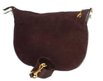Vintage GUCCI Hobo Brown Suede Leather Large Convertible Clutch -AUTHENTIC-