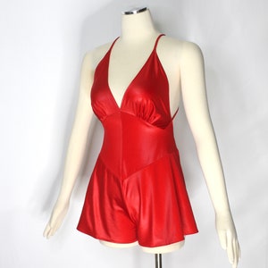 Vintage Early OMO NORMA KAMALI Red Shiny Romper