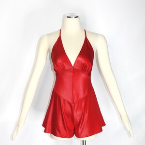 Vintage Early OMO NORMA KAMALI Red Shiny Romper