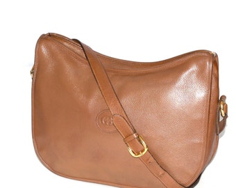 Vintage GUCCI Brown Pebbled Leather Handbag Tote - AUTHENTIC -