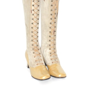 Vintage CHARLES JOURDAN Patent Suede Leather Lace Up Go-Go Boots 6.5
