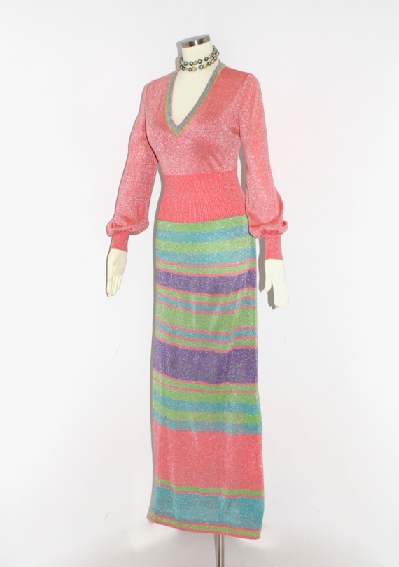 EMILIO PUCCI Vintage Stripe Lurex Gown Knit Maxi … - image 3