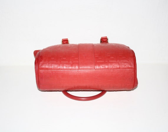 FENDI Vintage Leather ZUCCA Speedy Handbag Red Em… - image 3