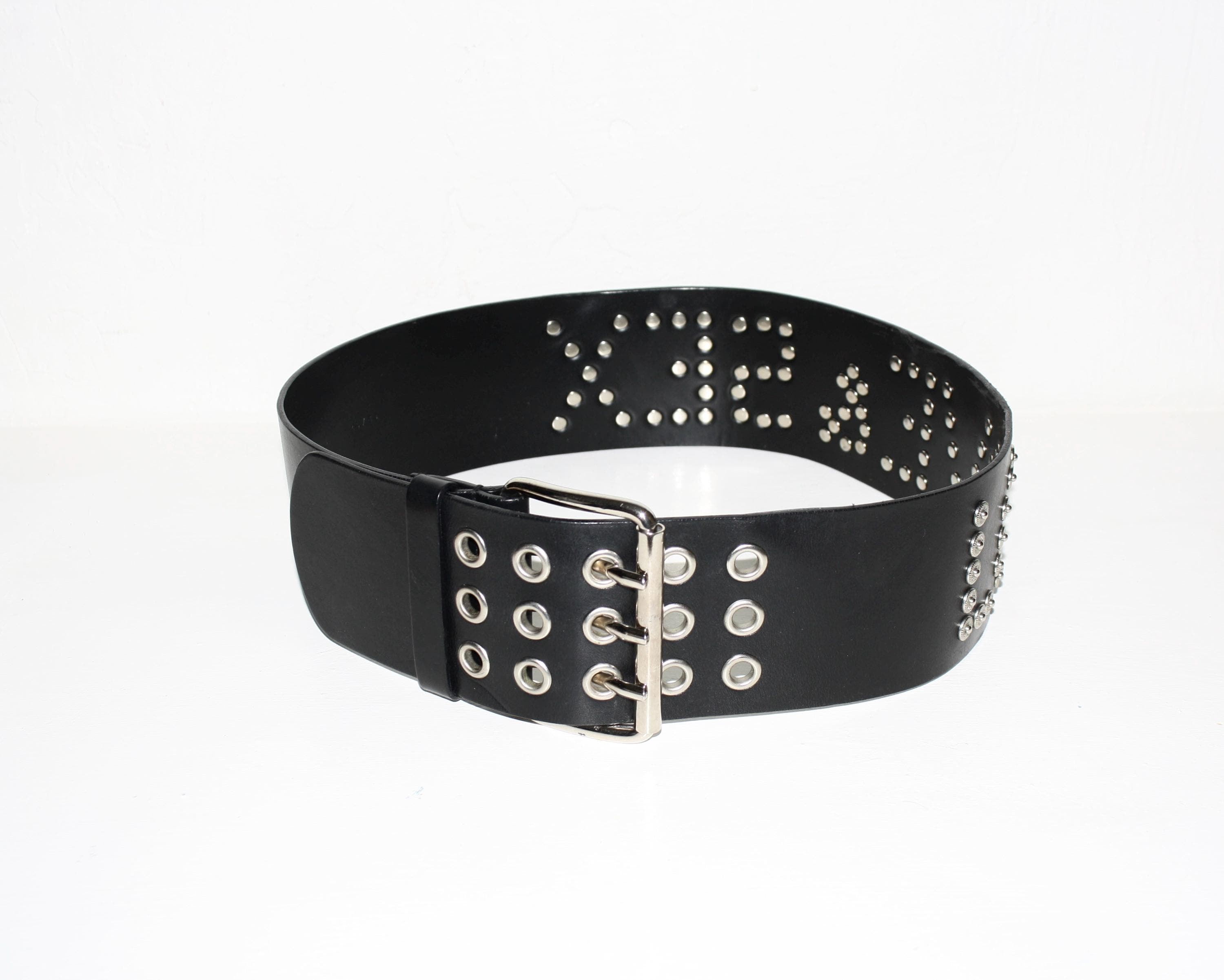 DOLCE & GABBANA Vintage Love Sex Wide Studded Spiked Black Leather