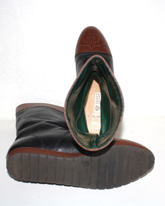 Vintage GUCCI Boots Leather Wing Tip Casual Calf … - image 5