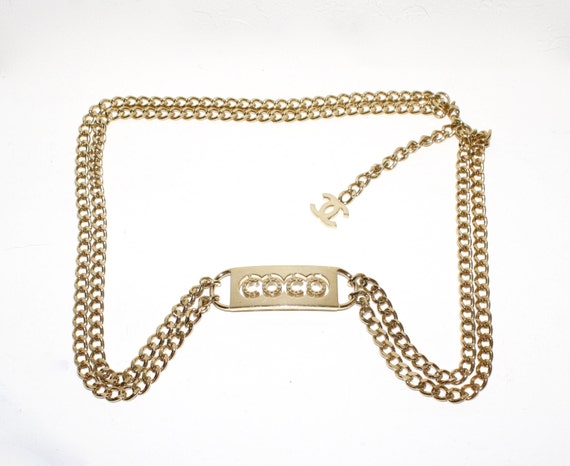 COCO CHANEL Goldtone Double Logo Chain Belt - AUTHENTIC - - Etsy display picture 3